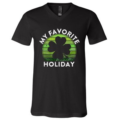 My Favorite Holiday Sunset Irish St Patrick's Day V-Neck T-Shirt