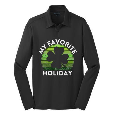 My Favorite Holiday Sunset Irish St Patrick's Day Silk Touch Performance Long Sleeve Polo