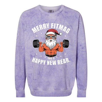 Merry Fitness Happy New Rear Workout Christmas Fitness Gym Colorblast Crewneck Sweatshirt