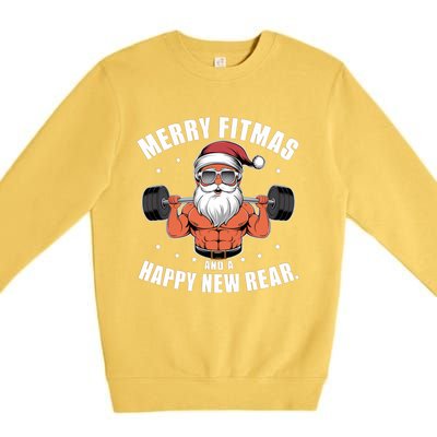 Merry Fitness Happy New Rear Workout Christmas Fitness Gym Premium Crewneck Sweatshirt