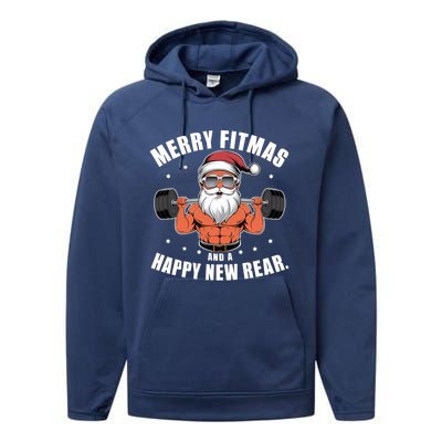 Merry Fitness Happy New Rear Workout Christmas Fitness Gym Performance Fleece Hoodie