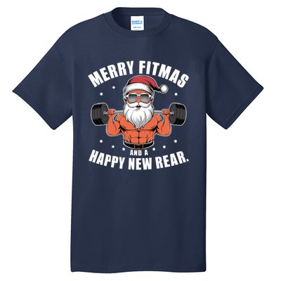 Merry Fitness Happy New Rear Workout Christmas Fitness Gym Tall T-Shirt