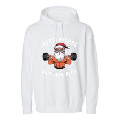 Merry Fitness Happy New Rear Workout Christmas Fitness Gym Garment-Dyed Fleece Hoodie