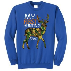 My First Hunting Funny Gift Fathers Day Deer Hunter Dad Husband Gift Tall Sweatshirt