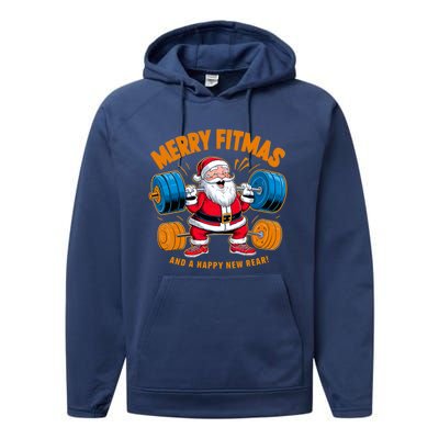 Merry Fitness Happy New Rear Workout Christmas Fitness Gym Performance Fleece Hoodie