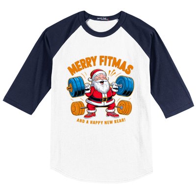 Merry Fitness Happy New Rear Workout Christmas Fitness Gym Baseball Sleeve Shirt