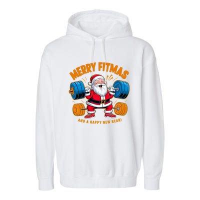 Merry Fitness Happy New Rear Workout Christmas Fitness Gym Garment-Dyed Fleece Hoodie