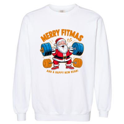 Merry Fitness Happy New Rear Workout Christmas Fitness Gym Garment-Dyed Sweatshirt