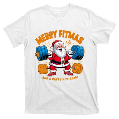 Merry Fitness Happy New Rear Workout Christmas Fitness Gym T-Shirt