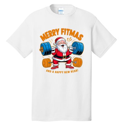 Merry Fitness Happy New Rear Workout Christmas Fitness Gym Tall T-Shirt