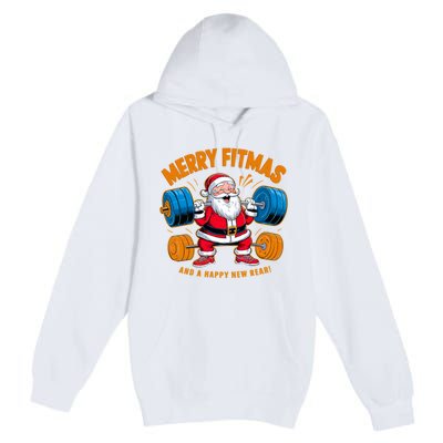 Merry Fitness Happy New Rear Workout Christmas Fitness Gym Premium Pullover Hoodie