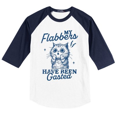 My Flabbers Have Been Gasted Distressed Retro Funny Cat Baseball Sleeve Shirt