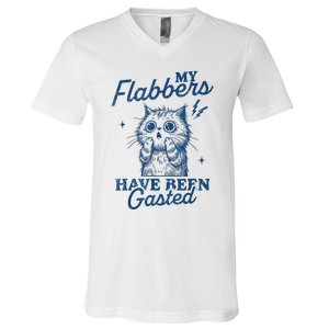 My Flabbers Have Been Gasted Distressed Retro Funny Cat V-Neck T-Shirt