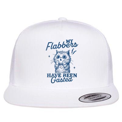 My Flabbers Have Been Gasted Distressed Retro Funny Cat Flat Bill Trucker Hat