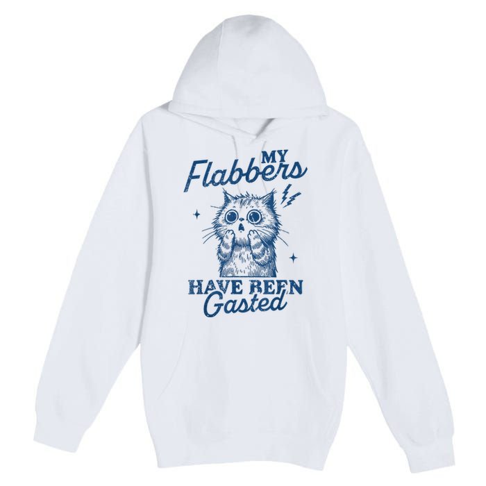 My Flabbers Have Been Gasted Distressed Retro Funny Cat Premium Pullover Hoodie