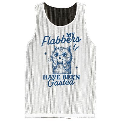 My Flabbers Have Been Gasted Distressed Retro Funny Cat Mesh Reversible Basketball Jersey Tank