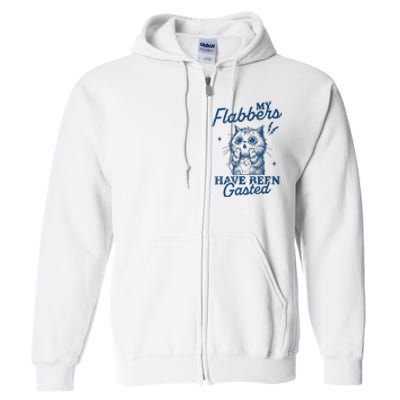 My Flabbers Have Been Gasted Distressed Retro Funny Cat Full Zip Hoodie