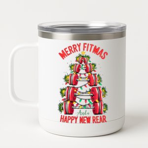 Merry Fitness Happy New Rear Workout Christmas Fitness Gym 12 oz Stainless Steel Tumbler Cup