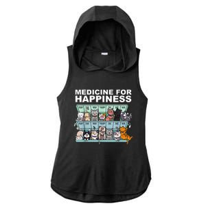 Medicine For Happiness Cat Lover Funny Ladies PosiCharge Tri-Blend Wicking Draft Hoodie Tank