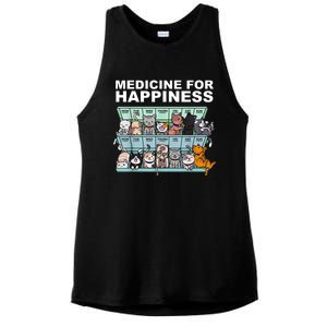 Medicine For Happiness Cat Lover Funny Ladies PosiCharge Tri-Blend Wicking Tank