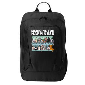 Medicine For Happiness Cat Lover Funny City Backpack