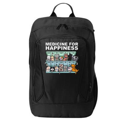 Medicine For Happiness Cat Lover Funny City Backpack