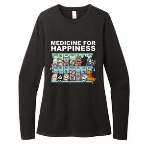 Medicine For Happiness Cat Lover Funny Womens CVC Long Sleeve Shirt