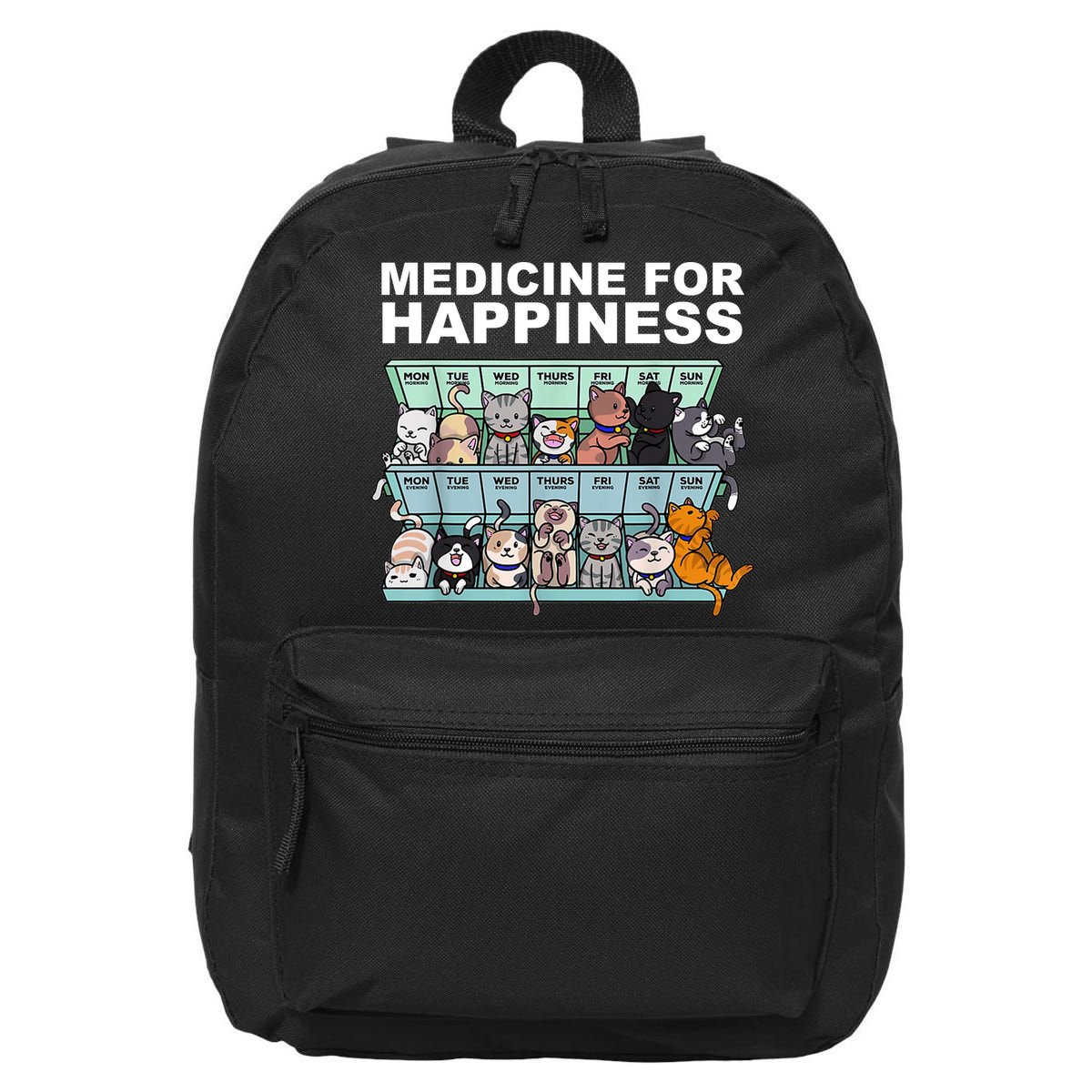 Medicine For Happiness Cat Lover Funny 16 in Basic Backpack