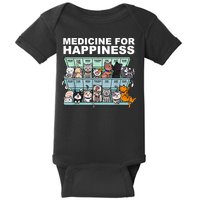 Medicine For Happiness Cat Lover Funny Baby Bodysuit