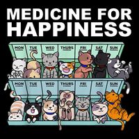Medicine For Happiness Cat Lover Funny Baby Bodysuit