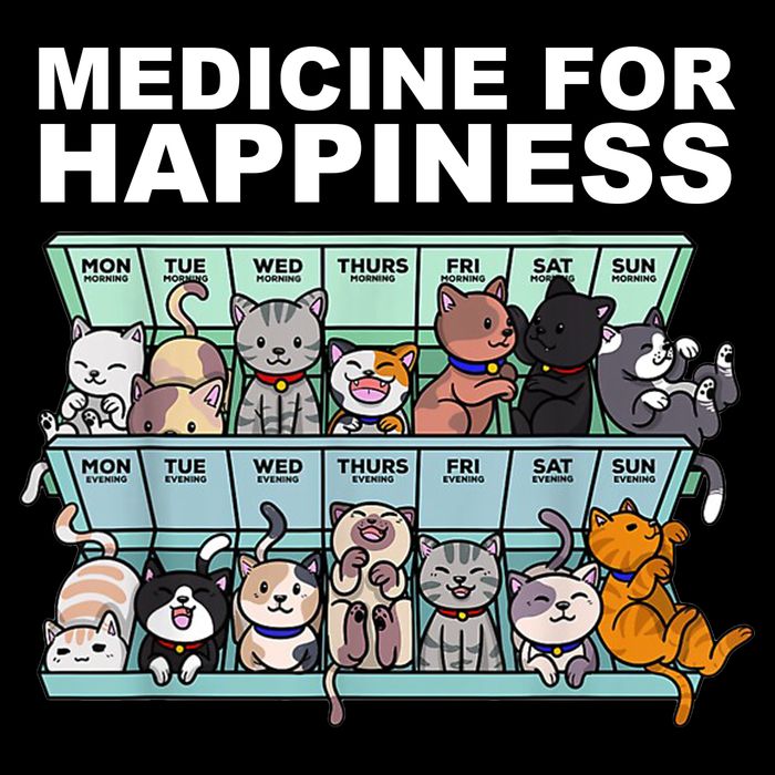 Medicine For Happiness Cat Lover Funny Baby Bodysuit
