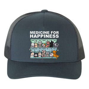 Medicine For Happiness Cat Lover Funny Yupoong Adult 5-Panel Trucker Hat