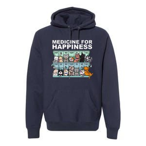 Medicine For Happiness Cat Lover Funny Premium Hoodie