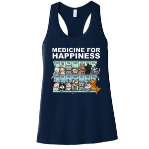 Medicine For Happiness Cat Lover Funny Women's Racerback Tank