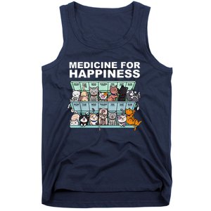 Medicine For Happiness Cat Lover Funny Tank Top