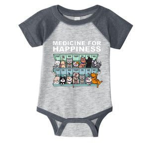 Medicine For Happiness Cat Lover Funny Infant Baby Jersey Bodysuit