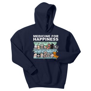 Medicine For Happiness Cat Lover Funny Kids Hoodie