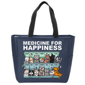 Medicine For Happiness Cat Lover Funny Zip Tote Bag