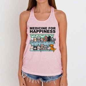 Medicine For Happiness Cat Lover Funny Women's Knotted Racerback Tank