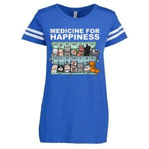 Medicine For Happiness Cat Lover Funny Enza Ladies Jersey Football T-Shirt