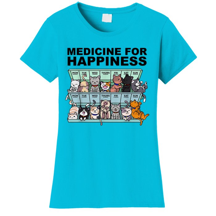 Medicine For Happiness Cat Lover Funny Women's T-Shirt