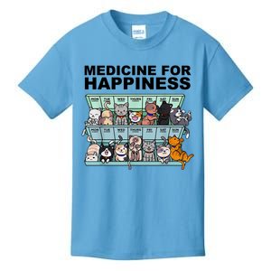 Medicine For Happiness Cat Lover Funny Kids T-Shirt