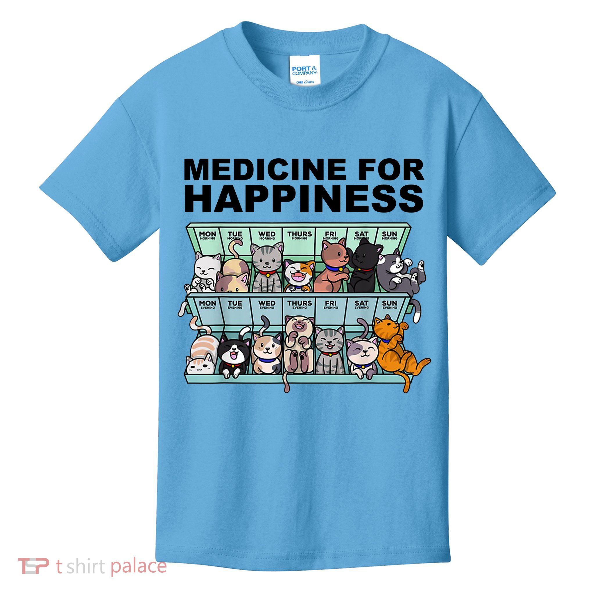 Medicine For Happiness Cat Lover Funny Kids T-Shirt