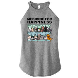 Medicine For Happiness Cat Lover Funny Women's Perfect Tri Rocker Tank