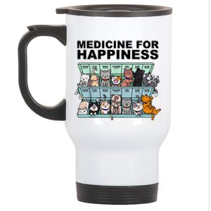 Medicine For Happiness Cat Lover Funny Stainless Steel Travel Mug