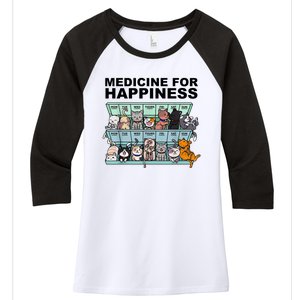 Medicine For Happiness Cat Lover Funny Women's Tri-Blend 3/4-Sleeve Raglan Shirt