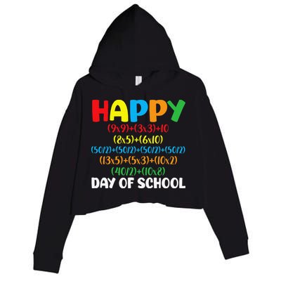 Math Formula Happy 100th Day Of School Math Teacher Crop Fleece Hoodie