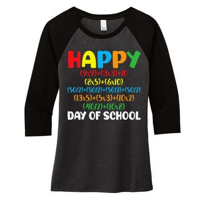 Math Formula Happy 100th Day Of School Math Teacher Women's Tri-Blend 3/4-Sleeve Raglan Shirt