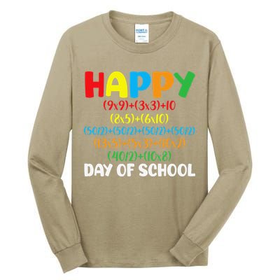 Math Formula Happy 100th Day Of School Math Teacher Tall Long Sleeve T-Shirt