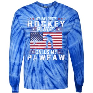 My Favorite Hockey Player Calls Me Pawpaw Father Day Gift Tie-Dye Long Sleeve Shirt